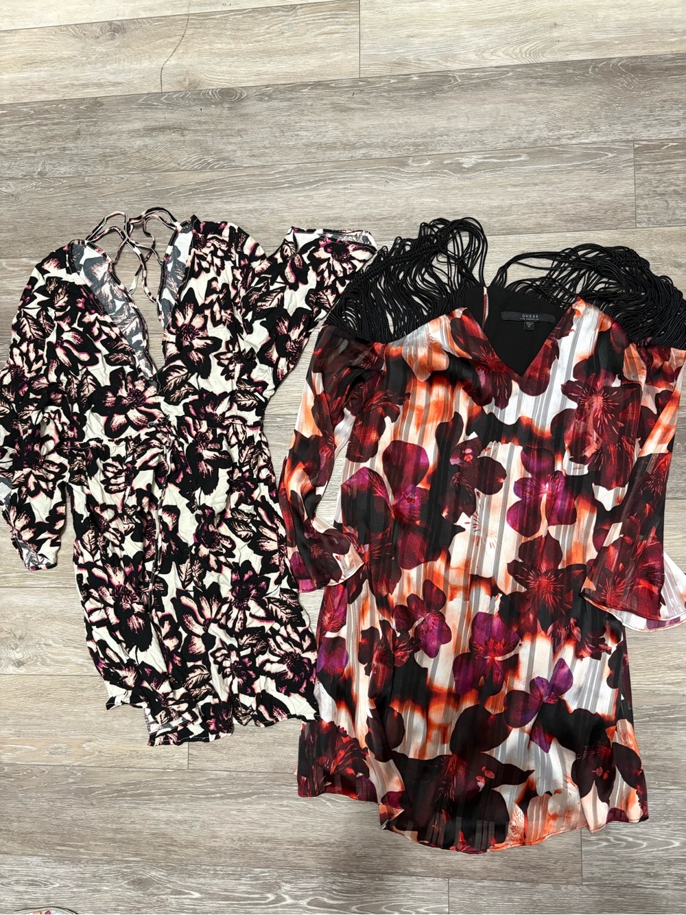 Floral Print Short Dress Bundle - Black, White, Dark Pink & Burgundy Floral